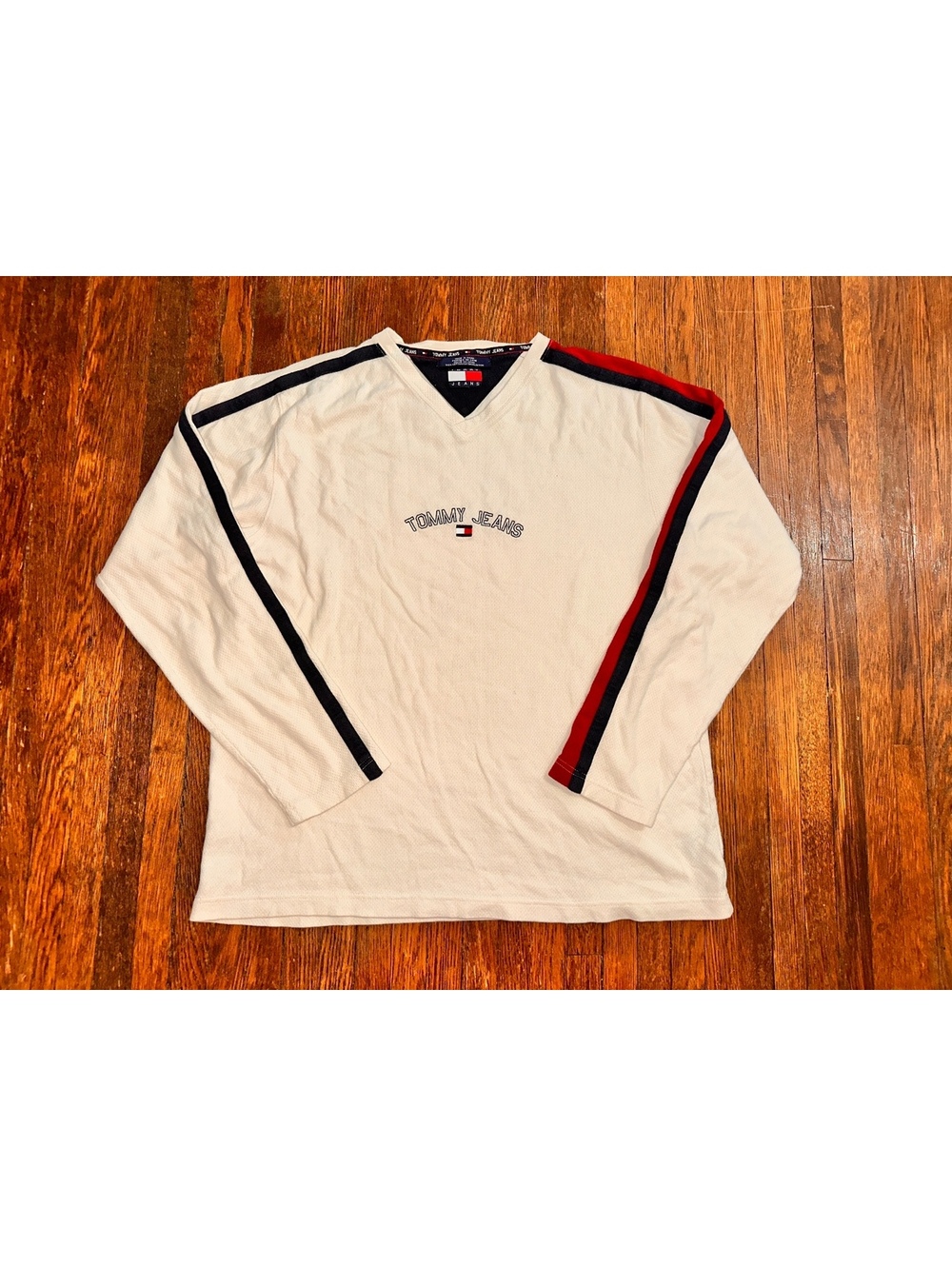 Vintage Y2K Men’s Medium Tommy Hilfiger Jeans White Long Sleeve Shirt